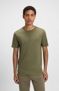 T-shirt en jersey de coton avec patch logoté, Vert