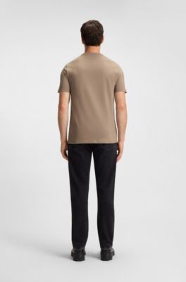Cotton-jersey T-shirt with logo patch, Light Brown