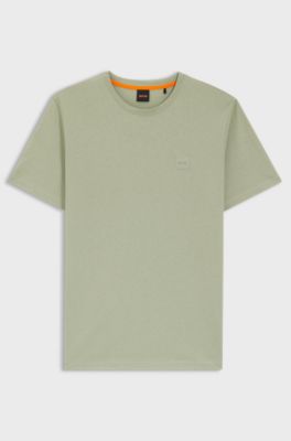 T-shirt van katoenen jersey met logopatch, Kalk