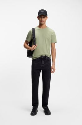 Cotton-jersey T-shirt with logo patch, Light Green