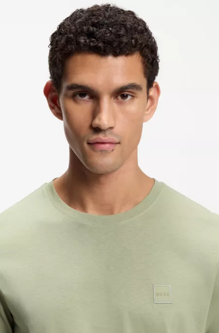 Cotton-jersey T-shirt with logo patch