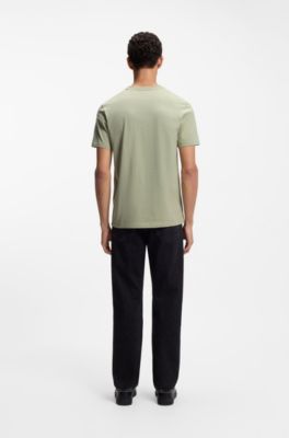 T-shirt van katoenen jersey met logopatch, Kalk