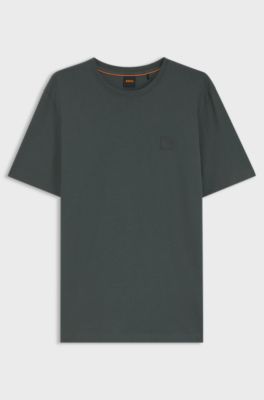 Cotton-jersey T-shirt with logo patch, Dark Green