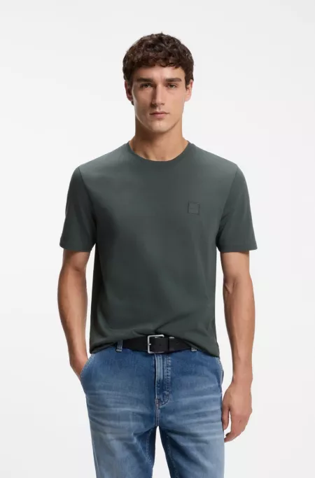 Cotton-jersey T-shirt with logo patch