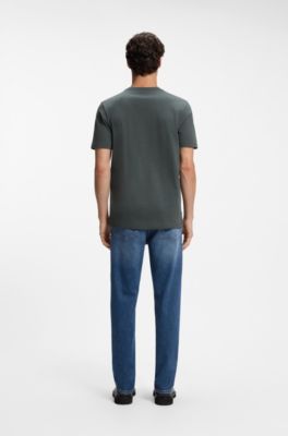 Cotton-jersey T-shirt with logo patch, Dark Green
