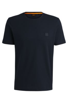 BOSS - Cotton-jersey T-shirt with logo patch - Dark Blue