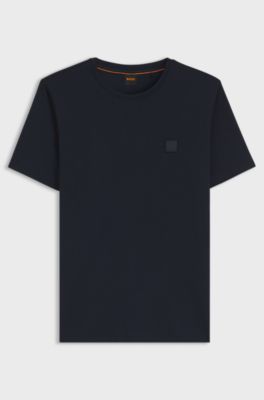 Cotton-jersey T-shirt with logo patch, Dark Blue