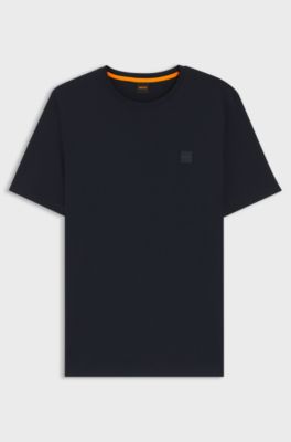 T-Shirt aus Baumwoll-Jersey mit Logo-Aufn&auml;her, Dunkelblau