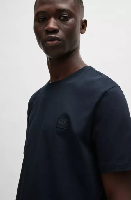 Cotton-jersey T-shirt with logo patch