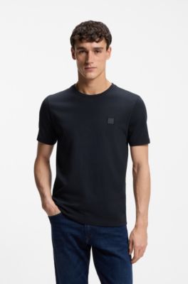 T-shirt van katoenen jersey met logopatch, Donkerblauw