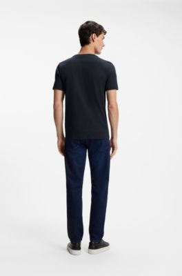 T-shirt van katoenen jersey met logopatch, Donkerblauw