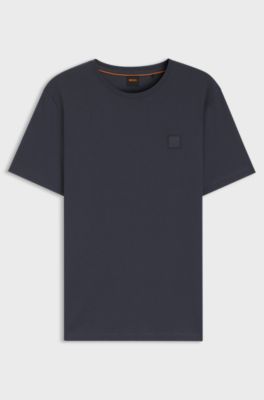 Cotton-jersey T-shirt with logo patch, Dark Blue