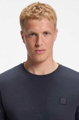 Cotton-jersey T-shirt with logo patch, Dark Blue