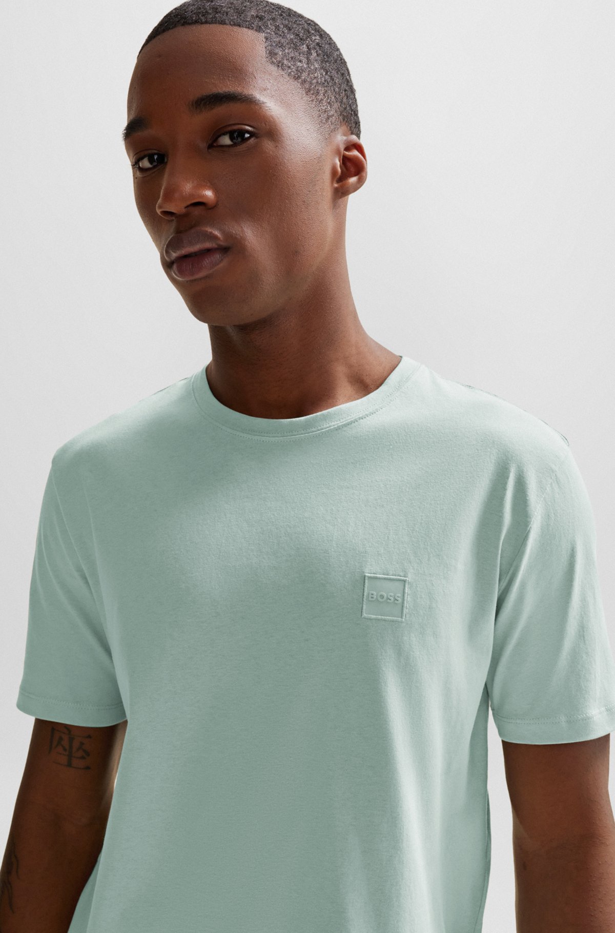 BOSS - Cotton-jersey T-shirt with logo patch
