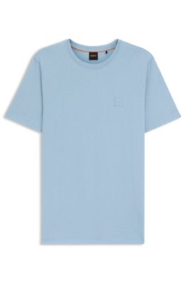 Cotton-jersey T-shirt with logo patch, Light Blue
