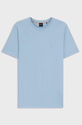 Maglia in jersey di cotone con toppa con logo, Celeste