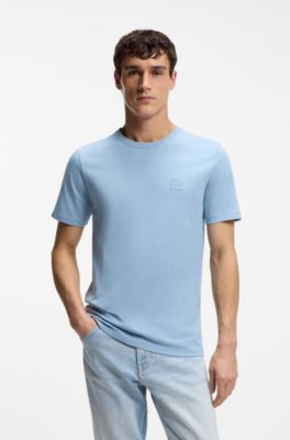 Cotton-jersey T-shirt with logo patch, Light Blue