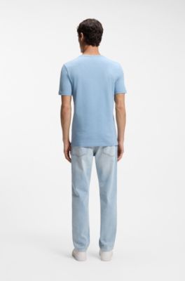 Cotton-jersey T-shirt with logo patch, Light Blue
