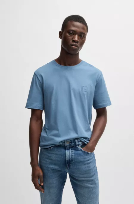 Cotton-jersey T-shirt with logo patch