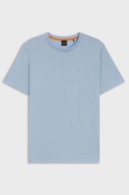T-Shirt aus Baumwoll-Jersey mit Logo-Patch, Hellblau