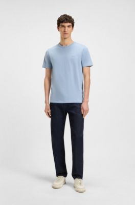 Cotton-jersey T-shirt with logo patch, Light Blue