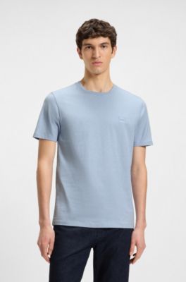 Cotton-jersey T-shirt with logo patch, Light Blue