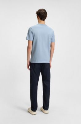 Cotton-jersey T-shirt with logo patch, Light Blue