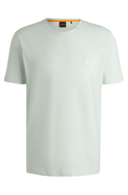 BOSS - Cotton-jersey T-shirt with logo patch - Light Blue
