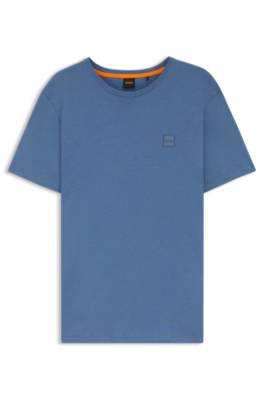 Hugo Boss Cotton-jersey T-shirt With Logo Patch In Blue