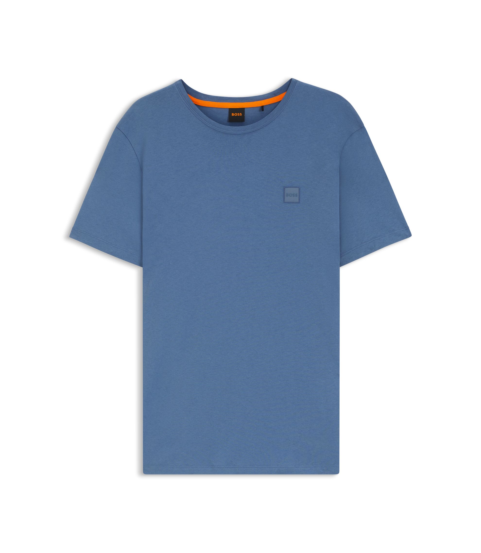 BOSS - Cotton-jersey T-shirt with logo patch - Blue