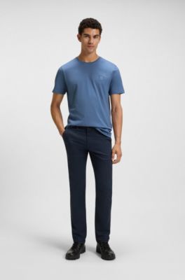 Cotton-jersey T-shirt with logo patch, Blue