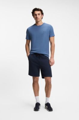 Cotton-jersey T-shirt with logo patch, Blue