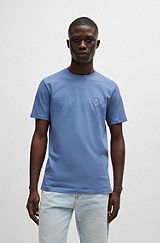 Cotton-jersey T-shirt with logo patch, Blue