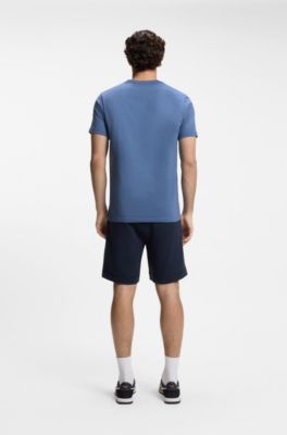 T-shirt in jersey di cotone con toppa con logo, Blu