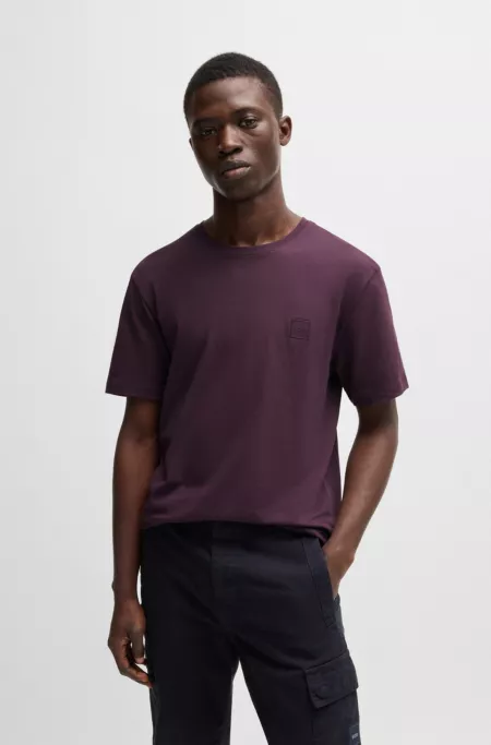 Cotton-jersey T-shirt with logo patch