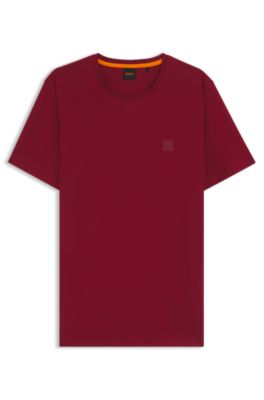 T-shirt in jersey di cotone con toppa con logo, Rosso