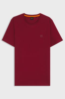Cotton-jersey T-shirt with logo patch, Red
