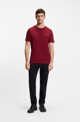 Cotton-jersey T-shirt with logo patch, Red