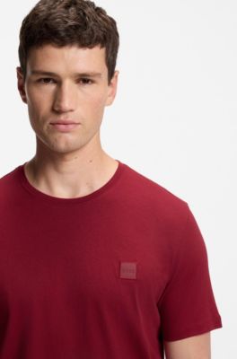 Cotton-jersey T-shirt with logo patch, Red