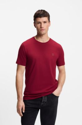 T-shirt van katoenen jersey met logopatch, Rood