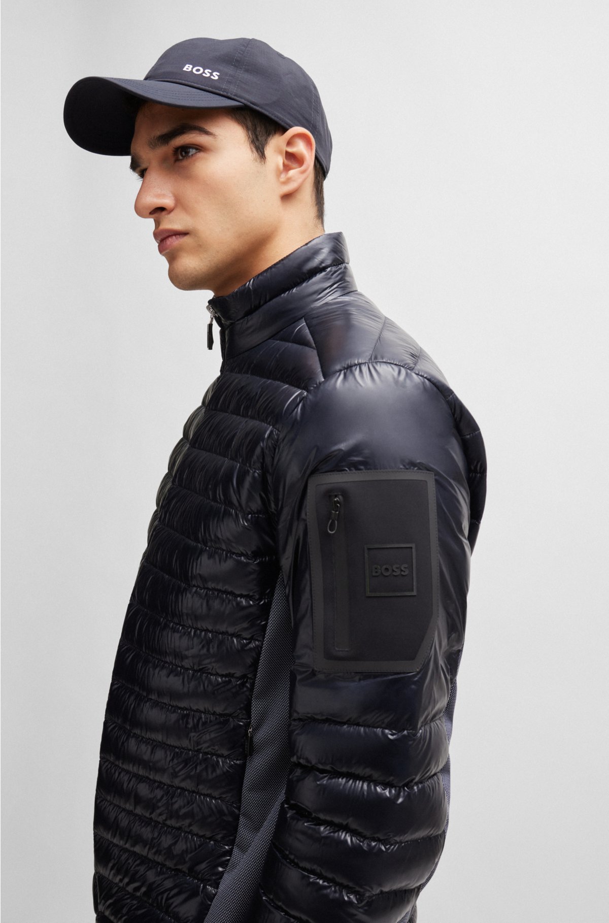 Lightweight water-repellent jacket with down filling, Dark Blue