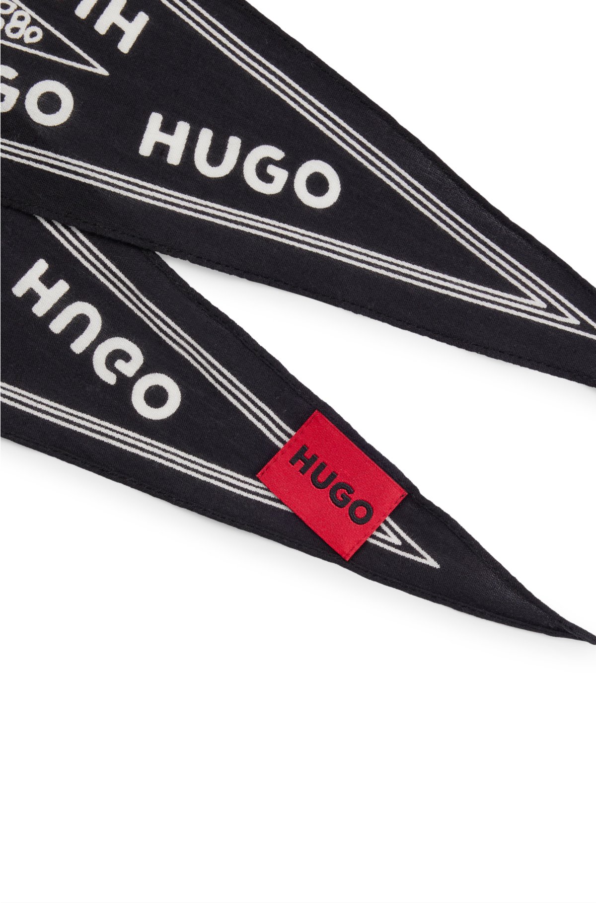 Bandana in pure cotton with logos and seasonal print, Black Patterned