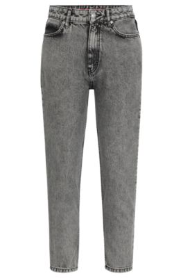 HUGO - Relaxed-Fit Jeans aus grauem Denim mit mittlerer Bundhöhe