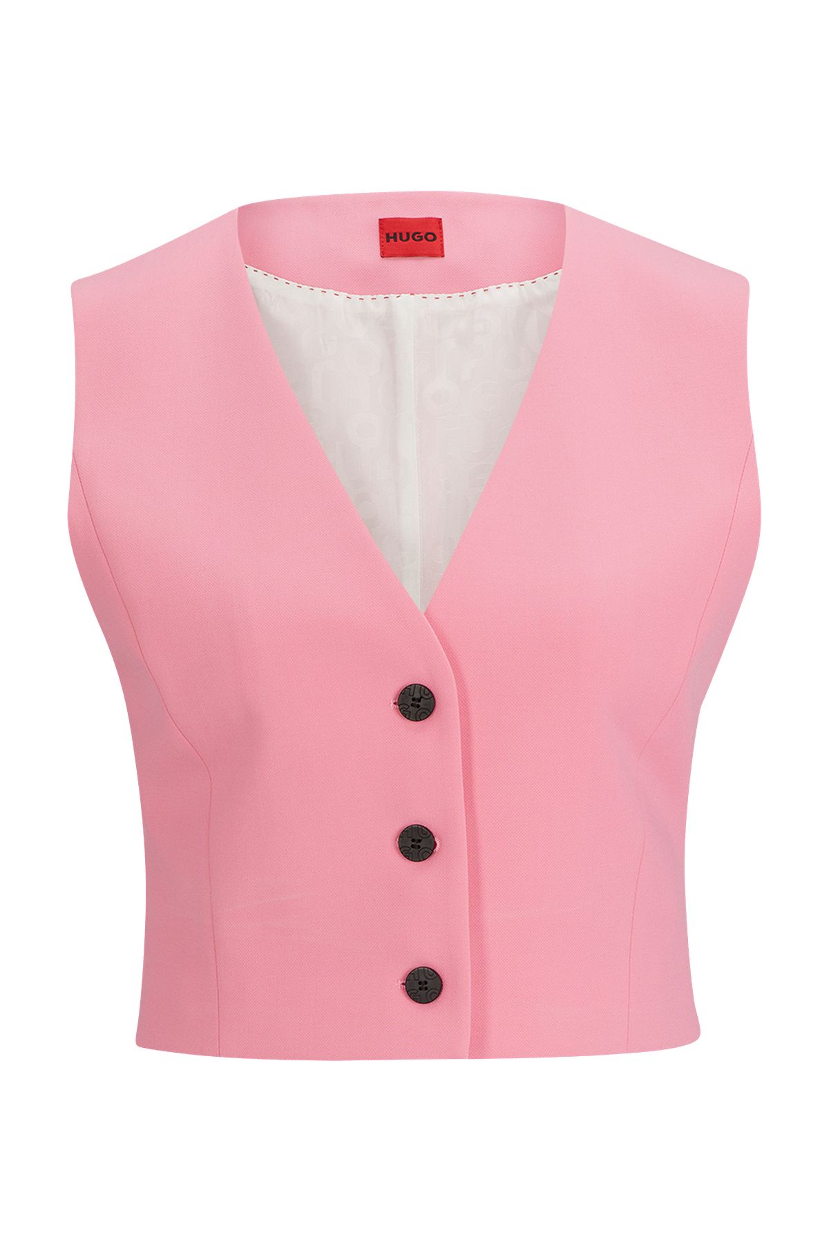 Regular-fit cropped waistcoat in stretch fabric, light pink