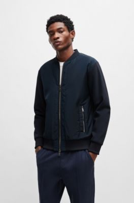 BOSS - Porsche x BOSS stretch-cotton bomber sweatshirt with mixed 