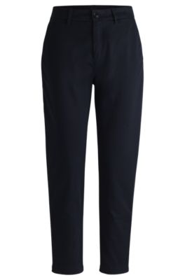 Regular-fit trousers in stretch-cotton satin, Dark Blue