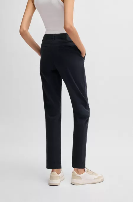 Regular-fit trousers in stretch-cotton satin