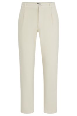 BOSS - Regular-fit trousers in structured stretch cotton 