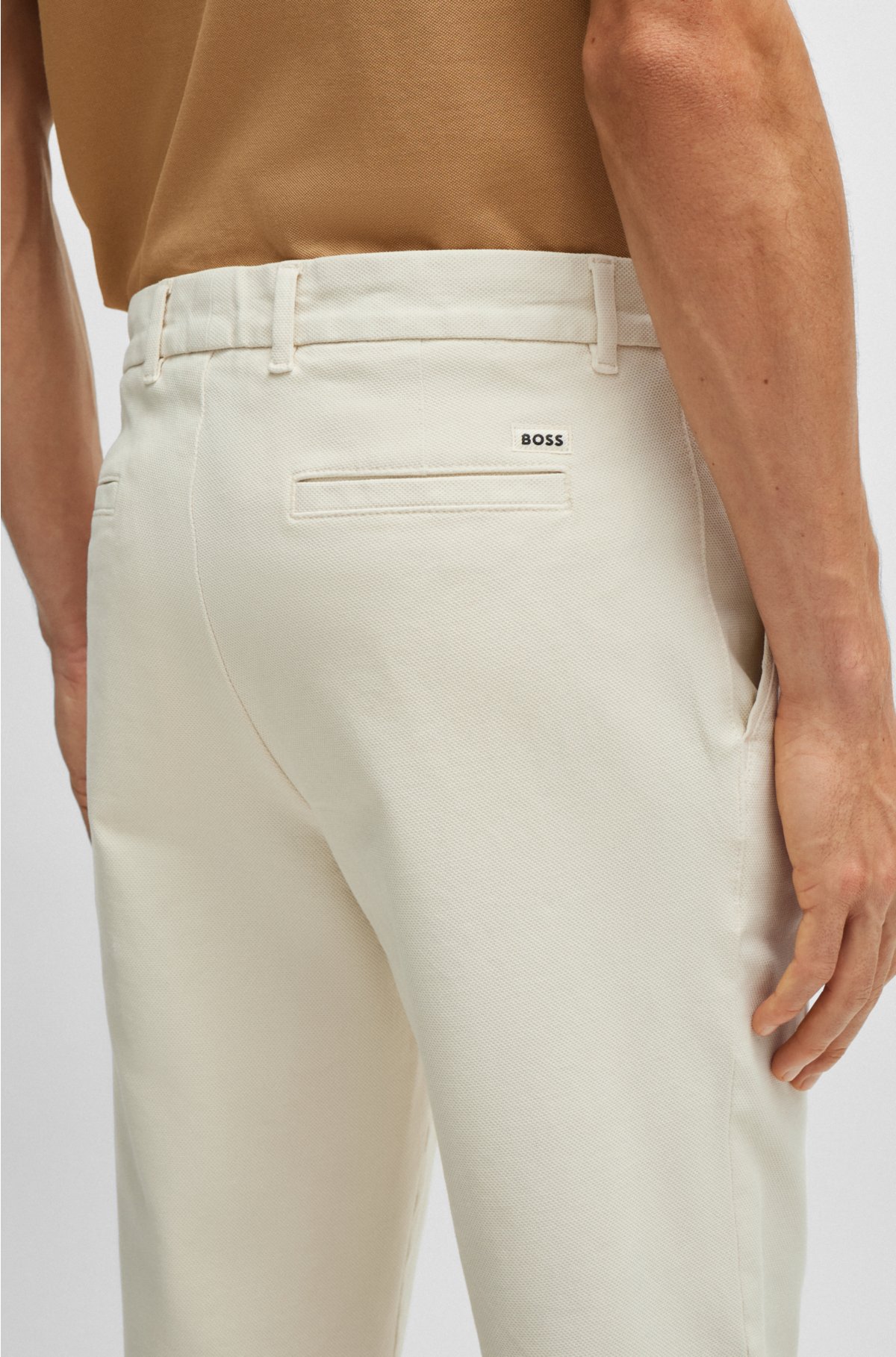 BOSS - Regular-fit trousers in structured stretch cotton