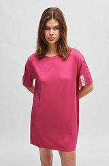 Relaxed-fit night dress with logo print, Pink